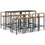 Bar table and garden stools 9 pcs acacia wood PE rattan black by vidaXL, Garden sets - Ref: Foro24-3187696, Price: 437,09 €, ...