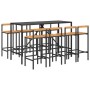 Bar table and garden stools 9 pcs acacia wood PE rattan black by vidaXL, Garden sets - Ref: Foro24-3187696, Price: 437,09 €, ...