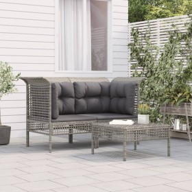 3-piece garden furniture set and gray synthetic rattan cushions by vidaXL, Garden sets - Ref: Foro24-3187473, Price: 160,37 €...