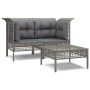 3-piece garden furniture set and gray synthetic rattan cushions by vidaXL, Garden sets - Ref: Foro24-3187473, Price: 160,58 €...