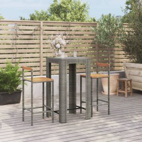 Garden table and high stools 3 pieces wood and PE rattan gray by vidaXL, Garden sets - Ref: Foro24-3187711, Price: 191,99 €, ...