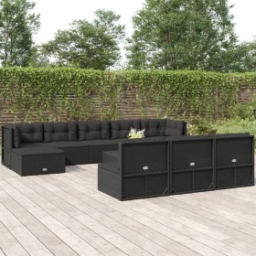 Garden furniture set 10 pieces black synthetic rattan cushions by vidaXL, Garden sets - Ref: Foro24-3187173, Price: 775,99 €,...