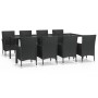 Set de comedor de jardín 9 pzas y cojines ratán sintético negro de vidaXL, Conjuntos de jardín - Ref: Foro24-3187330, Precio:...