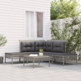 Set mit 6 Gartenmöbeln und Kissen synthetisches Rattangrau von vidaXL, Gartensets - Ref: Foro24-3187511, Preis: 343,99 €, Rab...