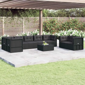 8-teiliges Gartenmöbel-Set und schwarze synthetische Rattankissen von vidaXL, Gartensets - Ref: Foro24-3187144, Preis: 609,99...