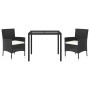 Set comedor de jardín 3 pzas con cojines ratán sintético negro de vidaXL, Conjuntos de jardín - Ref: Foro24-3187316, Precio: ...