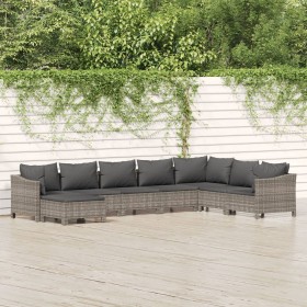 8-piece garden furniture set and gray synthetic rattan cushions by vidaXL, Garden sets - Ref: Foro24-3187298, Price: 595,10 €...