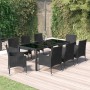 9-teiliges Garten-Essset und schwarze Kissen aus synthetischem Rattan von vidaXL, Gartensets - Ref: Foro24-3187321, Preis: 57...