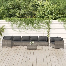 9-teiliges Gartenmöbel-Set und graue synthetische Rattankissen von vidaXL, Gartensets - Ref: Foro24-3187290, Preis: 633,86 €,...