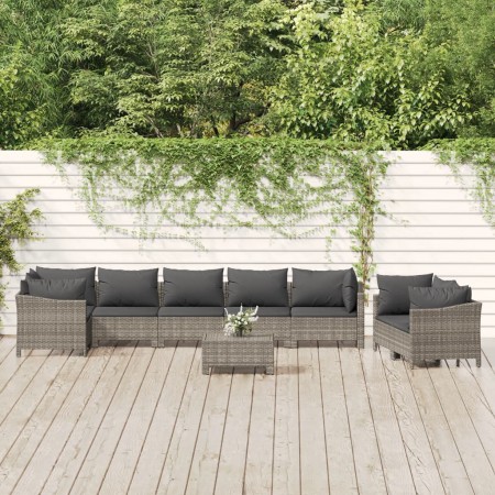 9-teiliges Gartenmöbel-Set und graue synthetische Rattankissen von vidaXL, Gartensets - Ref: Foro24-3187290, Preis: 630,57 €,...