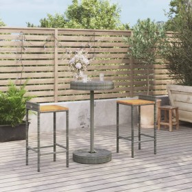 Gartentisch und Hochhocker 3-teilig aus Holz und PE-Rattan grau von vidaXL, Gartensets - Ref: Foro24-3187715, Preis: 168,99 €...