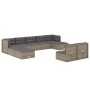 Set de muebles de jardín 10 pzas y cojines ratán sintético gris de vidaXL, Conjuntos de jardín - Ref: Foro24-3187255, Precio:...