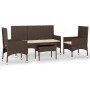 Set muebles de jardín 4 piezas y cojines ratán sintético marrón de vidaXL, Conjuntos de jardín - Ref: Foro24-319499, Precio: ...