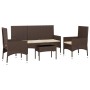 Set muebles de jardín 4 piezas y cojines ratán sintético marrón de vidaXL, Conjuntos de jardín - Ref: Foro24-319499, Precio: ...