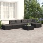 6-teiliges Gartenmöbel-Set und Kissen Kunstrattan schwarz von vidaXL, Gartensets - Ref: Foro24-3187107, Preis: 440,66 €, Raba...