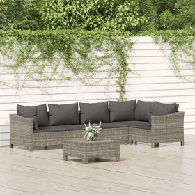 6-teiliges Gartenmöbel-Set und graue synthetische Rattankissen von vidaXL, Gartensets - Ref: Foro24-3187275, Preis: 450,99 €,...