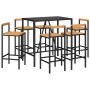 Bar table and garden stools 7 pieces acacia wood PE rattan black by vidaXL, Garden sets - Ref: Foro24-3187694, Price: 351,47 ...