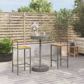 Garden high table and stools 3 pieces wood and gray PE rattan by vidaXL, Garden sets - Ref: Foro24-3187719, Price: 172,76 €, ...