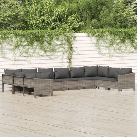 Garden furniture set 10 pieces and gray synthetic rattan cushions by vidaXL, Garden sets - Ref: Foro24-3187306, Price: 626,99...