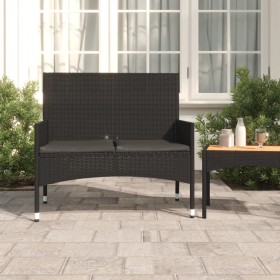 2-seater garden bench with black synthetic rattan cushions by vidaXL, garden benches - Ref: Foro24-319490, Price: 103,35 €, D...