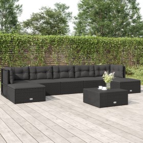 Set aus Gartenmöbeln und Kissen 7 Stück synthetisches Rattan schwarz von vidaXL, Gartensets - Ref: Foro24-3187153, Preis: 548...