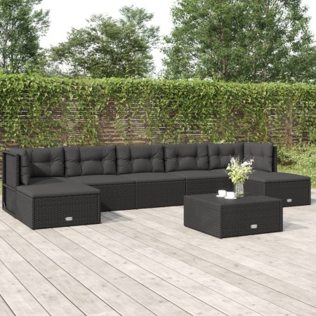 Set aus Gartenmöbeln und Kissen 7 Stück synthetisches Rattan schwarz von vidaXL, Gartensets - Ref: Foro24-3187153, Preis: 550...