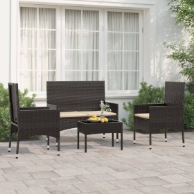 Gartenset mit Kissen 4-teilig aus schwarzem synthetischem Rattan von vidaXL, Gartensets - Ref: Foro24-319496, Preis: 170,21 €...