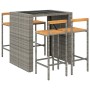 Bar table and garden stools 5 pieces acacia wood PE rattan gray by vidaXL, Garden sets - Ref: Foro24-3187701, Price: 335,99 €...