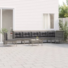 8-piece garden furniture set and gray synthetic rattan cushions by vidaXL, Garden sets - Ref: Foro24-3187527, Price: 397,99 €...