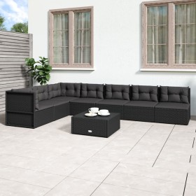 Garden furniture and cushions set 7 pieces black synthetic rattan by vidaXL, Garden sets - Ref: Foro24-3187100, Price: 591,99...