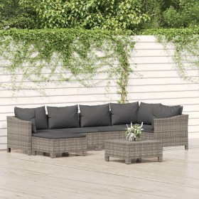 7-piece garden furniture set and gray synthetic rattan cushions by vidaXL, Garden sets - Ref: Foro24-3187292, Price: 507,99 €...