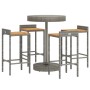 Bar table and garden stools 5 pieces acacia wood PE rattan gray by vidaXL, Garden sets - Ref: Foro24-3187717, Price: 244,01 €...