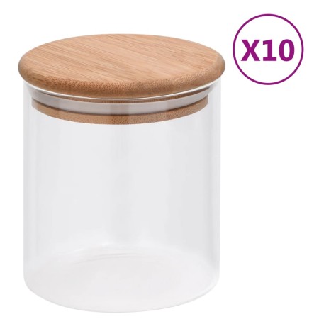 Storage jars with bamboo lids 10 units 600 ml by vidaXL, Cookie Jars - Ref: Foro24-150695, Price: 52,62 €, Discount: %