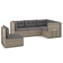 Set de muebles de jardín 5 pzas y cojines ratán sintético gris de vidaXL, Conjuntos de jardín - Ref: Foro24-3187212, Precio: ...