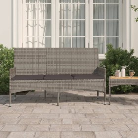 3-seater garden bench with gray synthetic rattan cushions by vidaXL, garden benches - Ref: Foro24-319493, Price: 88,99 €, Dis...