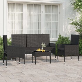 Garden set with 4-piece black synthetic rattan cushions by vidaXL, Garden sets - Ref: Foro24-319502, Price: 179,76 €, Discoun...