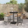 Bartisch und Gartenhocker 5 Stück Akazienholz PE Rattan schwarz von vidaXL, Gartensets - Ref: Foro24-3187720, Preis: 252,51 €...