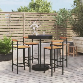 Bar table and garden stools 5 pieces acacia wood PE rattan black by vidaXL, Garden sets - Ref: Foro24-3187720, Price: 252,51 ...