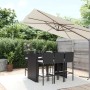 Gartentisch und hohe Hocker und Kissen 7-teilig aus schwarzem PE-Rattan von vidaXL, Gartensets - Ref: Foro24-3187627, Preis: ...