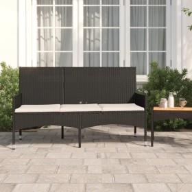 3-Sitzer-Gartenbank mit schwarzen synthetischen Rattankissen von vidaXL, Gartenbänke - Ref: Foro24-319492, Preis: 85,46 €, Ra...