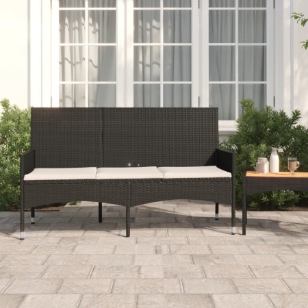 3-seater garden bench with black synthetic rattan cushions by vidaXL, garden benches - Ref: Foro24-319492, Price: 79,68 €, Di...