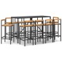 Garden table and high stools 11 pieces wood and black PE rattan by vidaXL, Garden sets - Ref: Foro24-3187698, Price: 521,58 €...