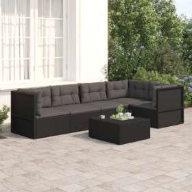 5-teiliges Gartenmöbel-Set und schwarze synthetische Rattankissen von vidaXL, Gartensets - Ref: Foro24-3187112, Preis: 492,99...