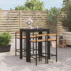 Bar table and garden stools 5 pieces acacia wood black PE rattan by vidaXL, Garden sets - Ref: Foro24-3187712, Price: 298,20 ...