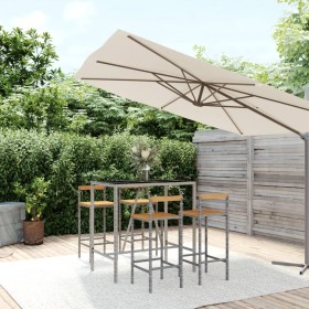 Bar table and garden stools 5 pieces acacia wood PE rattan gray by vidaXL, Garden sets - Ref: Foro24-3187693, Price: 275,99 €...