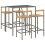 Bar table and garden stools 5 pieces acacia wood PE rattan gray by vidaXL, Garden sets - Ref: Foro24-3187693, Price: 275,75 €...