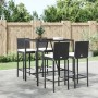 Hoher Gartentisch und Hocker 5 Stück und Kissen PE Rattan schwarz von vidaXL, Gartensets - Ref: Foro24-3187643, Preis: 391,29...