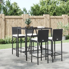 Garden table and high stools 5 pieces with black PE rattan cushions by vidaXL, Garden sets - Ref: Foro24-3187643, Price: 391,...