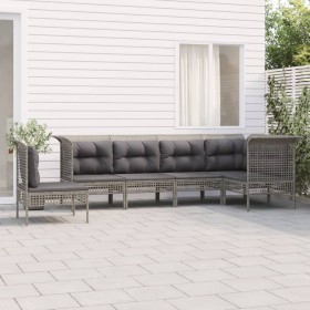 Set mit 6 Gartenmöbeln und Kissen synthetisches Rattangrau von vidaXL, Gartensets - Ref: Foro24-3187524, Preis: 385,43 €, Rab...