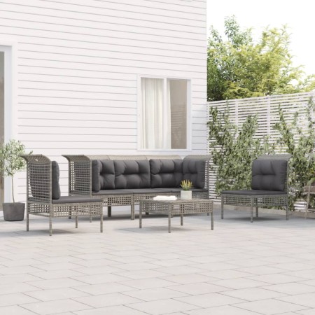 6-piece garden furniture set and gray synthetic rattan cushions by vidaXL, Garden sets - Ref: Foro24-3187487, Price: 306,87 €...